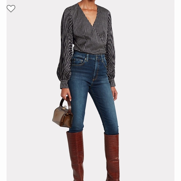 INTERMIX JENNA WRAP DUCHESS SATIN TOP IN MULTI - Picture 7 of 16